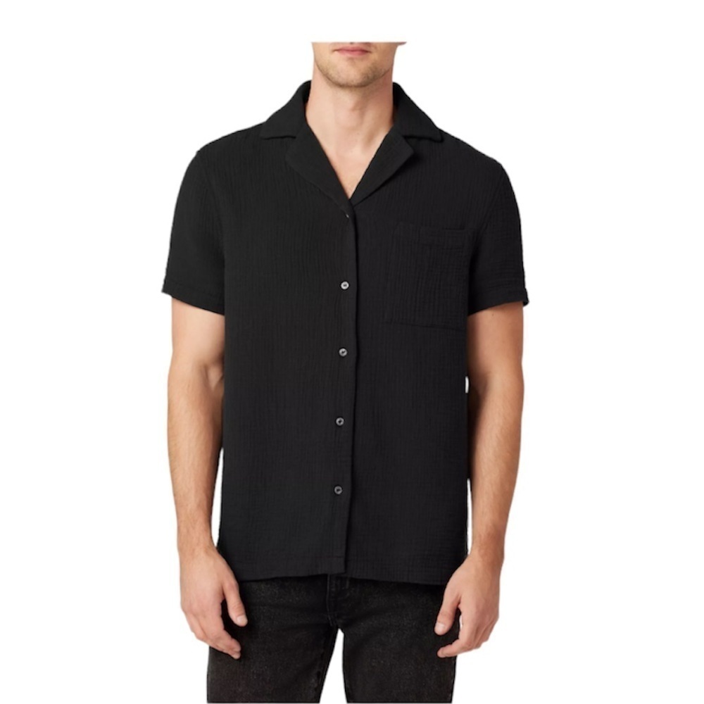 Joe's Jeans Men’s Cotton Gauze Camp Shirt Black Size Small New Relaxed Fit